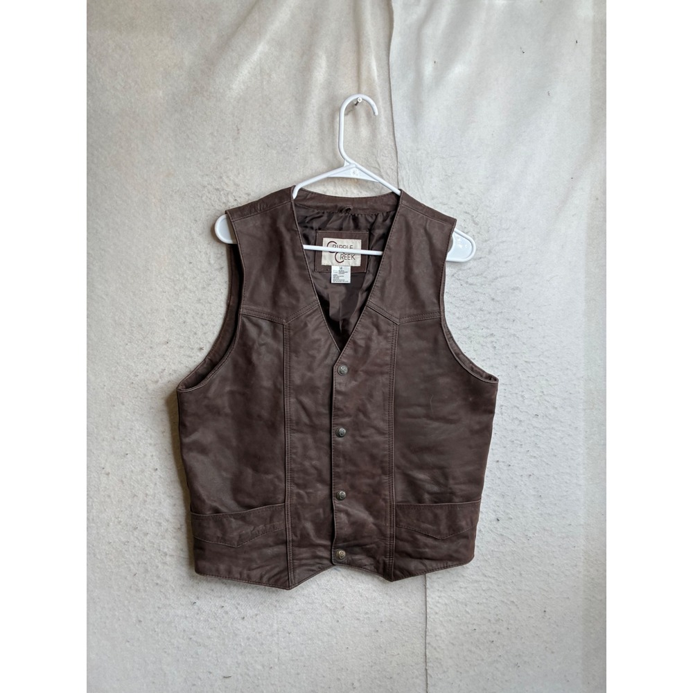 Cripple Creek Mens Brown Genuine Leather Western Cowboy Vest Size M ML3061A